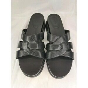 Cole Haan Zerogrand Sandals Womens 10 B Black Leather Comfort Slip On Slides